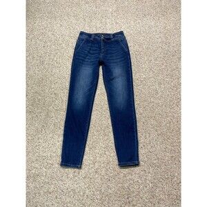 9/28 Kancan High-Rise Double Button Lightly Distressed Skinny